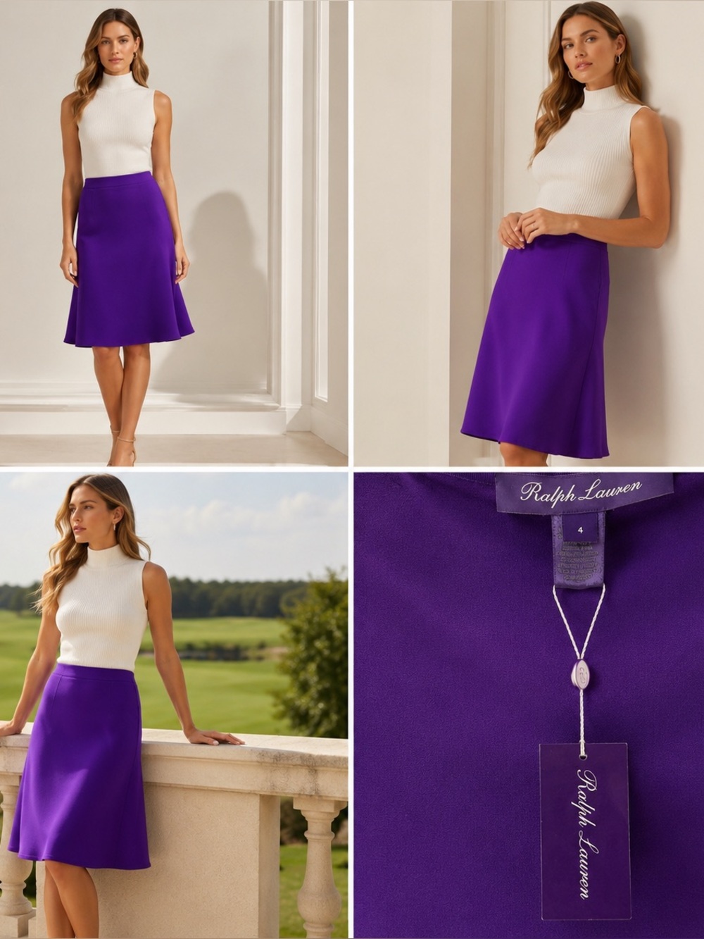 Collection Ralph Lauren Purple Label Purple A-Line Skirt